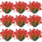 JEMONG Künstliche Blumen für den Außenbereich, UV-beständig, kein Verblassen, Kunststoffpflanzen, Garten, Veranda, Fenster, Kasten, Dekoration, 30 Bündel (tiefrot)