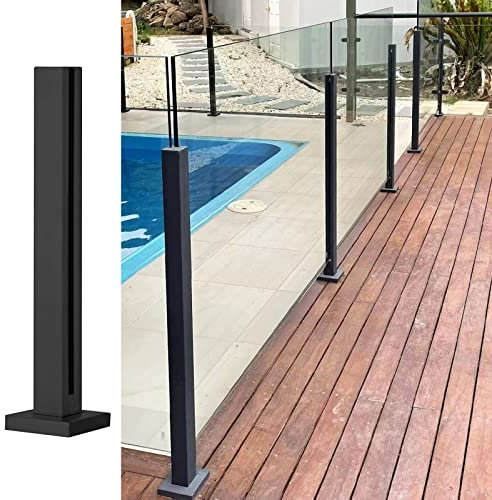 Poste final para balaustrada de vidrio de 85cm, poste de barandilla de vidrio de acero inoxidable 304 negro para chalés, balcones, escaleras, terrazas y patios (que no permite añadir barandillas)