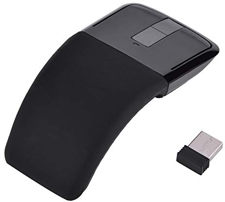 Vikye Souris Bluetooth Arc Touch, Souris Pliable 2,4 GHz Arc Touch Mouse avec Récepteur USB pour PC, Ordinateur Portable, Smart TV (Noir)