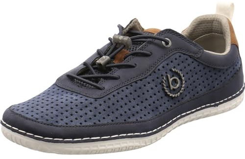 bugatti Sportlicher Sneaker mit Soft Fit Funktion, elastische Schnürsenkel, Dark Blue Cognac, 41 EU