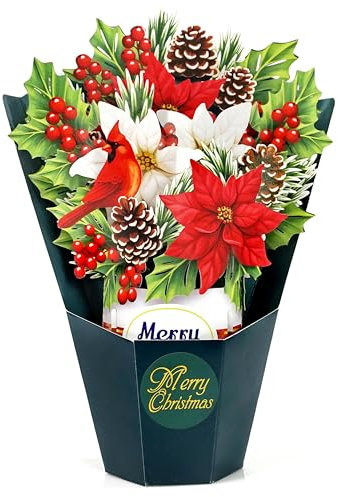 CUTPOPUP Weihnachtssternstrauß – Weihnachtskarten, Pop Up Karte Weihnachten, Weihnachtskarte für Ehefrau, Ehemann,Tochter, ihr Mädchen, Schwester, Ihn (Poinsettia Bouquet) 77.SMDEUS8