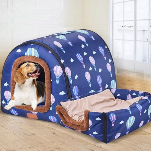 qing yun Große Hundehütte, luxuriös, warmes Hundekissen, Größe XL, XXL, für Innenbereich, großes Hundebett, Katzenhöhle, Iglu, für drinnen und draußen, waschbar (L 60 x 48 x 43 cm, C)