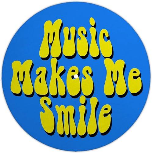Next Ferry Slipmat - Music Makes Me Smile - Plattenspieler Filzmatte 30 cm | DJ Plattentellerauflage 2,5 mm für Plattenspieler & Turntables - 12 Zoll - für Scratchen & Backspin - bedruckt in Deutschland