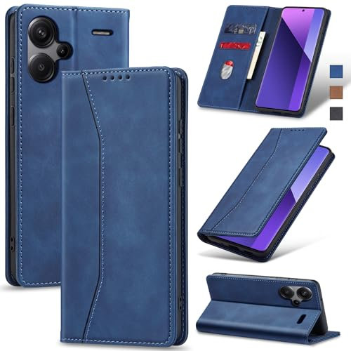 Jasonyu Cover per Xiaomi Redmi Note 13 Pro+ /13 Pro Plus 5G Flip Custodia in Pelle PU, Cover a Libro Portafoglio, Funzione Supporto, Magnetica, Slot Schede, TPU Bumper Caso Custodia (Blu)