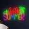 Große Hello Summer Leuchtreklamen mit Stromversorgung über USB, LED Acryl Dimmbar Neon Sommer Bar Bierlicht mit einer Hängenden Kette für Schlafzimmer, Wohnzimmer, Männerhöhle, Bar, Hotel