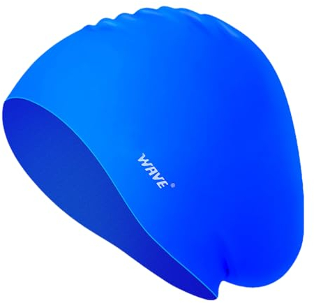 Lin's Liliana Cuffia da nuoto alla moda per uomo e donna, in silicone impermeabile di alta qualità, unisex, design confortevole (blu)