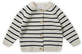 Stellou & friends Cardigan-Strickjacke für Mädchen und Jungen mit Knöpfen in Holz-Optik | Hochwertige Baby-Kleidung aus 100% Baumwolle