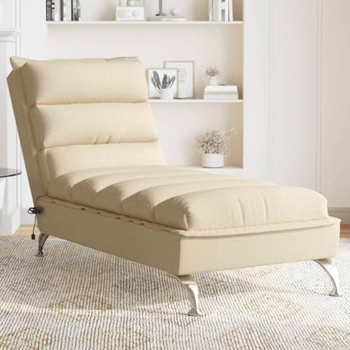 Kangmusi Massage-Chaiselongue mit Kissen Creme Stoff, Creme 379480