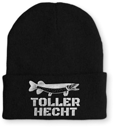 tshirtladen Toller Hecht Wintermütze lustige Mütze Beanie mit Spruch, Farbe: Black
