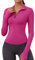 Rapbin Sport Oberteil Damen Gym Top Langarmshirt Sport T-Shirt Atmungsaktiv Sportshirt mit 1/4 Reißverschluss und Daumenloch Rose red M