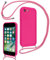 Coalbooliy Coque pour iPhone 7/8/iPhone SE 2022/SE 2020 4,7 avec Cordon de Collier Réglable, Etui Silicone Souple TPU Antichoc Housse avec Corde Lanyard Cover pour Femmes Filles, Rose Rouge