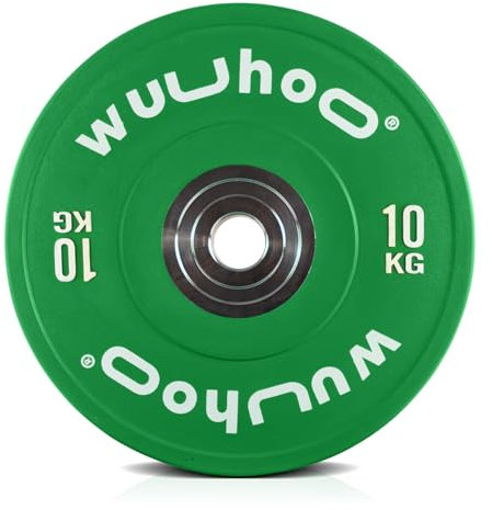 wuuhoo® Pro Competition Bumper Plates Zane – Hochwertige 50mm Gewichtsscheiben | professionelles Training | Vulkanisierte Stahlbuchse (b) 1 x 10kg