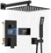 Unterputz Duscharmatur Set, Edelstahl Duschsystem Schwarz Unterputz mit Temperatur LCD Display inkl. 30X30cm Kopfbrause, 200mm Handbrause, Messingkörper, Regendusche Schwarz, 1.5m Brauseschlauch