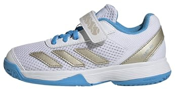 adidas Unisex Kids Courtflash Kids Comfort Closure Tennis Shoes, FTWR White/Cyber met./Lucid Aquamarine, 1 UK
