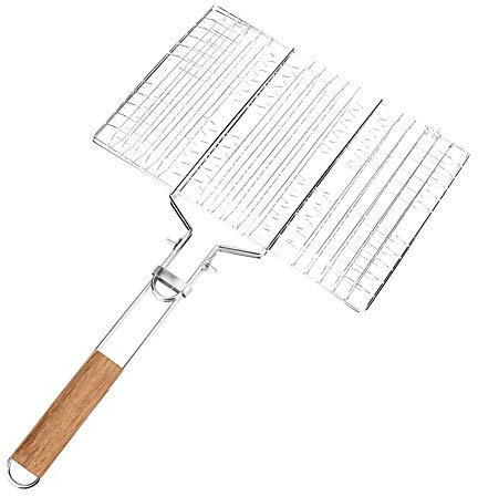 Ampia Area di Grigliata Barbecue Bbq Grill Barbecue Manico Pieghevole in Rete, Anti -scolsa per Campeggio Esterno da Picnic