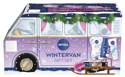 NIVEA Wintervan Geschenkset (4 Produkte) - Geschenkset Damen - Enthält Feuchtigkeitscreme, Lippenbalsam, Bodylotion und Gesichtsmaske