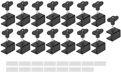 Kit de cerradura de puerta corredera Seguridad de ventana infantil ajustable para el hogar 15 paquete (negro)