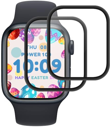 Beukei Verre Trempé pour Apple watch Series 6/5/4/SE/SE2/SE3 44mm,2 Pièces vitee protection [3D Incurvé Couverture Complète][Haute Sensibilité] [Sans Bulless] vitre film