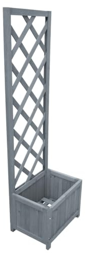 Mokuyary Treillis avec jardinière 40 x 30 x 135 cm en bois massif - Pot de fleurs avec treillis comme support pour plantes grimpantes - Pot de fleurs avec beaucoup d'espace