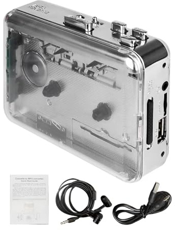 Leftwei Stereo Cassette Player, Transparent Tape to MP3 Converter, Compact Retro Device with Built-in Speaker & USB Connectivity, Ideal for Clear Sound Dual Channel Digitizing
