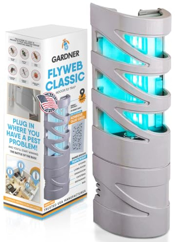 Gardner - Fly Trap Indoor for Home, Fruit Fly Trap for Indoors, Plug in Bug Catcher, Gnat Traps for House Indoor, Fruit Fly Traps for Indoors, Made in USA, Flyweb (Grey)