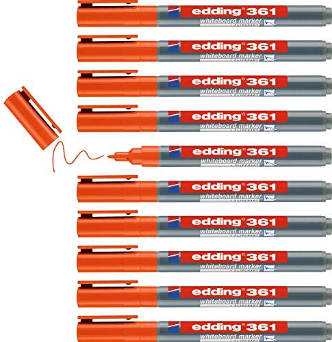 Edding e-361 10 Stück Marker Rundspitze, für Whiteboard 1 mm orange