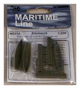 CMK NS014 - Bismarck, 8 m, Cutter für Trumpeter 1/200, 2 Stück