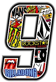 4R Quattroerre.it 13359 Startnummer 9 Aufkleber für Motorräder, Sticker Bomb, 10 x 7.5 cm