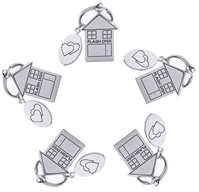 ONIVIB 5 x Folding Metall Haus geformte 8 GB USB Flash Drive (5 Stück, Silber)