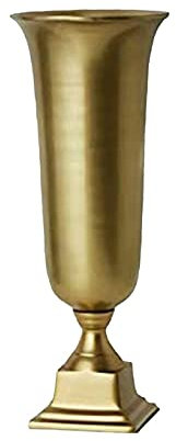 Gold Ständer Schale und Urne Collection, Aluminium, gold, 3 3/4 SQ x 5 D x 11in H Urn Vase