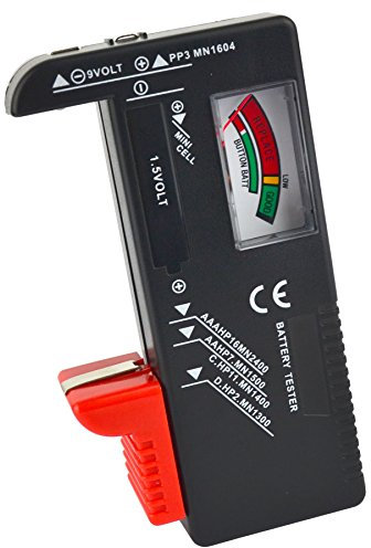 Toolzone Universal Battery Tester - 1.5V and 9v batteries and 1.5V button batteries