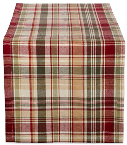 DII Autumn & Thanksgiving Tabletop Linens, Cotton, Plaid, 14x108 Table Runner