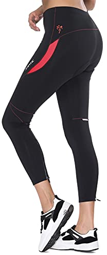 Santic Fahrradhose Damen Gepolstert Lang Radhose Damen Lang Radlerhose Damen Gepolstert auch für MTB Rosa EU M