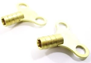 2 pc Solid Brass Clock Type Radiator Key Bleed Heater Keys - Plumbing Tool PB020