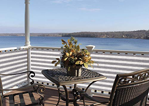 Deco4Me Balkon Sichtschutz ohne Bohren 90 x 300 cm, Grau-Weiß, mit Ösen - Balkonbespannung aus feinmaschigem HDPE-Netz - Balkonverkleidung wetterfest - Sichtschutzwand für Terasse, Keller, Garten