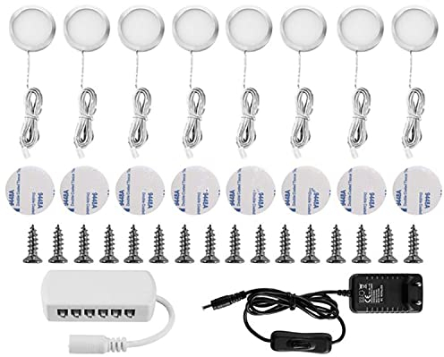Lightess 8er Unterschrank Beleuchtung Küche Unterbauleuchte LED Schrankbeleuchtung Küchenbeleuchtung Schrank Beleuchtung Wandleuchten Vitrinenbeleuchtung Spotlight mit Kabel Stecker, Warmweiß