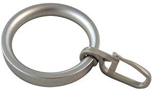 Gardinenringe Vorhangringe Flachringe mit Faltenhaken - Ring Ø 32 x 43 mm für Gardinenstangen Ø 20 mm - Kunststoff - 10 Stück (Edelstahl)