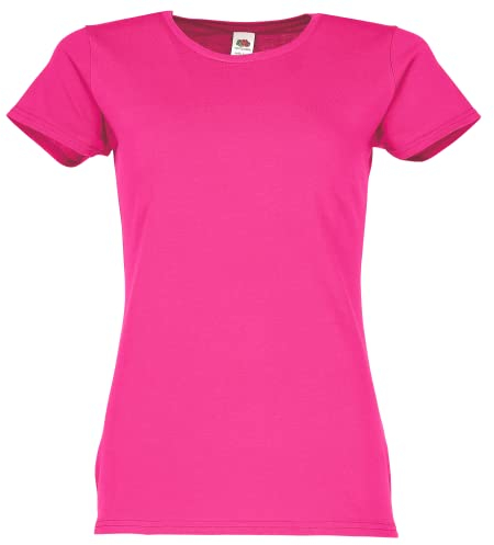 Fruit of the Loom Ladies Iconic T-Shirt Größe S - XXL, Größe:XL, Farbe:Fuchsia