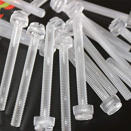 Lot de 60 vis transparentes à serrage manuel en plastique acrylique, moletées et rainurées M6 x 60mm