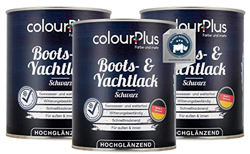 ColourPlus Bootslack & Yachtlack 2,25 L Schwarz | Klarlack Holz außen wasserfest | Bootslack glänzend | robuster & wetterbeständiger Holzschutz für Boote, Fensterrahmen, Möbel & Gartenmöbel