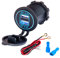 JTENG Zigarettenanzünder, 12V/24V 5V/2.1A 2 Ports Dual USB Steckdose, Wasserdicht mit Blauer LED-Anzeigemit 0,6m Anschlusskabel für Auto, Motorrad, SUV, Boot, LKW, Wohnwagen (blau-1pcs)