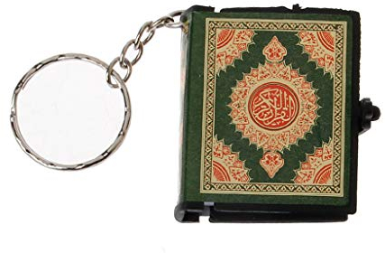 niumanery Mini Arche Koran Buch echtes Papier kann Arabisch lesen Der Koran Schlüsselbund muslimischen Schmuck grün
