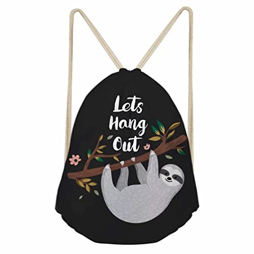 chaqlin Lets Hang Out Faultier Beutel mit Kordelzug, für Jungen, Geschenk, Schule, Sport, Turnbeutel, Kinder, Mädchen, Rucksack, Faultier, Geschenke, wasserdicht, personalisierbar