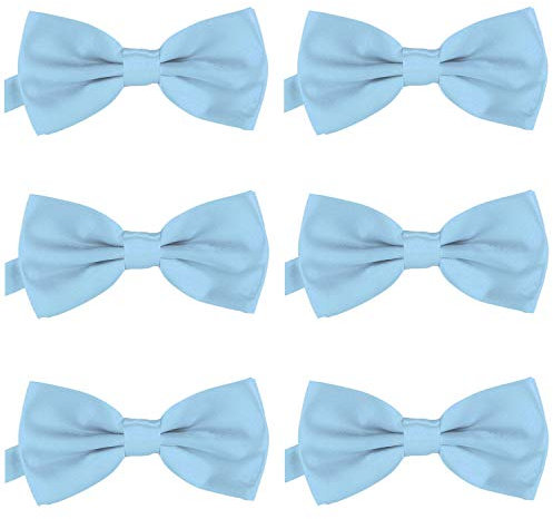 DonDon 6er Set Herren Fliege 12 x 6 cm gebunden und längenverstellbar hellblaue