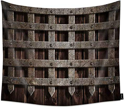 oFloral Mittelalterliches Schloss, Wand- oder Metalltor, extra großer Wandteppich, Wandbehang, für Schlafzimmer, 152,4 x 228,6 cm