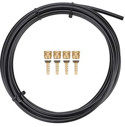 oueaen Fahrrad-Bremsschlauch-Set, 3m Nylon Schwarz, für Shimano Hydraulische Bremsscheibe, mit Oliven- und Steckereinsätzen, 1x Tube, 4x Oliven, 4x Anschlusseinsätze