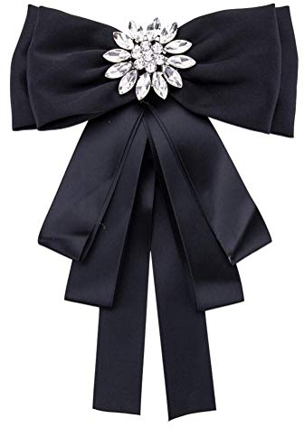 Brosche mit Strass-Kristallband, Fliege, vorgebundene Fliege, Kragen, Schmuck, Krawatte, Hemd, Kleid für Damen, Mädchen, Hochzeit, Party, Schwarz, One Size, Seide, Strass