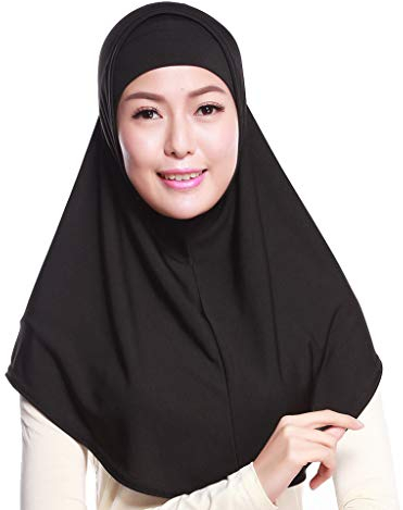 WOWOWO Damen Hijab 2 Stück einfarbig Amira Jersey Muslim Hijab weiche Baumwolle Stretch Kopftuch