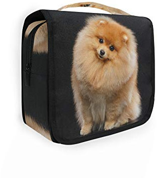 Trousse de toilette de voyage Releess - Motif chien de Poméranie - À suspendre - Pour le maquillage et les produits cosmétiques