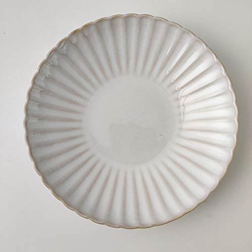 LMMJYF Assiette à Dessert Japonaise rétro Assiette en chrysanthème 10 Pouces Assiette à Soupe de Style Occidental Assiette en céramique créative-Assiette Creuse 7 Pouces